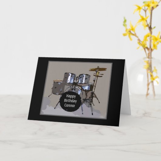 Connor Happy Birthday Drums Card Karte (Gelbe Blume)