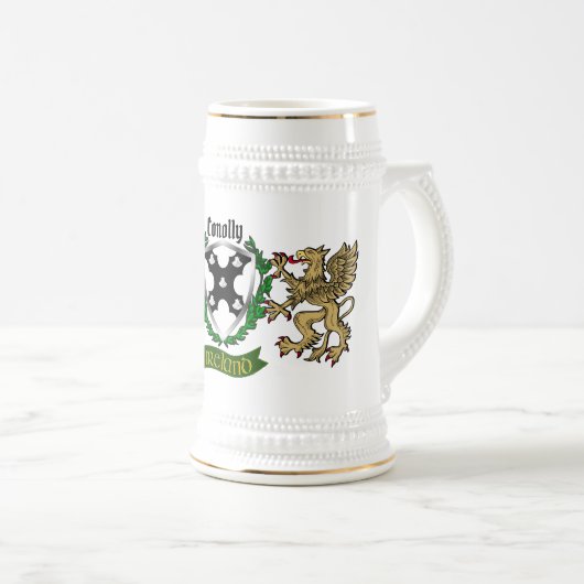 Conolly/O'Conolly Irish Shield Personalisiert Bierglas (VorderseiteRechts)