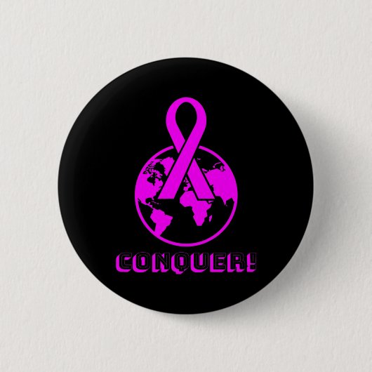 CONQUE! Die Welt - Brustkrebs bekämpfen Button (Vorderseite)