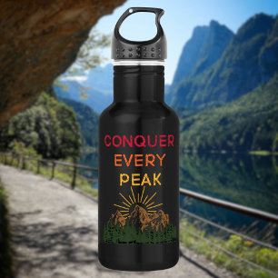 Conquer Every Peak Hiking Mantra Edelstahlflasche