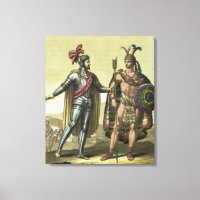 Conquistador mit einem amerikanischen Indianerober