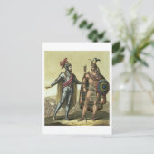 Conquistador mit einem amerikanischen Indianerober Postkarte (Stehend Vorderseite)