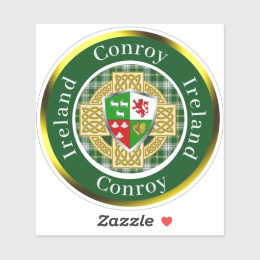 Conroy Irish Shield & Celtic Cross Personalisiert Aufkleber (Blatt)