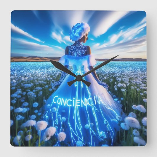 Consciousness / Conciencia Quadratische Wanduhr (Vorderseite)