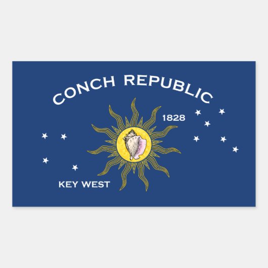 Conseil Republic Flag Key West Florida Rechteckiger Aufkleber (Vorderseite)