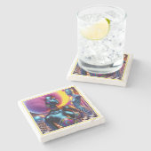 Consensual Sentry Ken Gage Fantasy Vaporwave Steinuntersetzer (Seitenansicht)