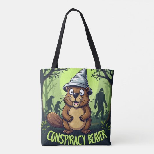 Conspiracy Beaver Wird Funny Cryptid Hunter Tasche (Rückseite)
