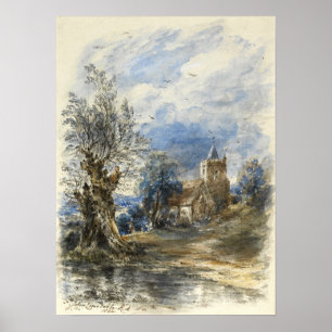 Constable - Eine Wildnis am Wasser Eine Kirche jen Poster