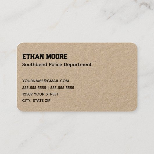 Constable Police Premium Kraft Visitenkarte (Rückseite)