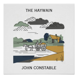 Constable’s Haywain Linienkunst-Illustration Poster