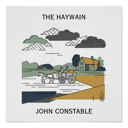 Constable’s Haywain Linienkunst-Illustration Poster (Vorderseite)