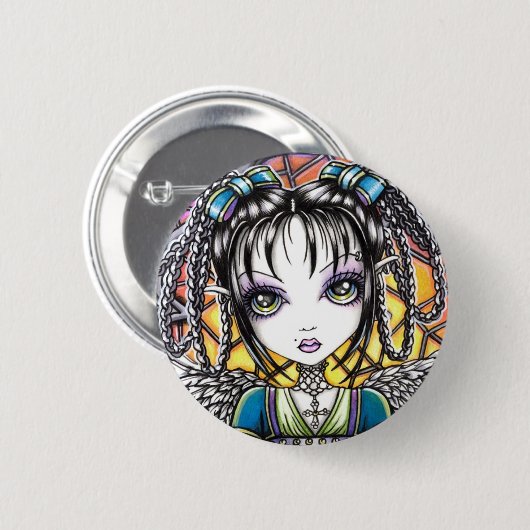 Constance Regenbogen-Engel Button (Vorne & Hinten)