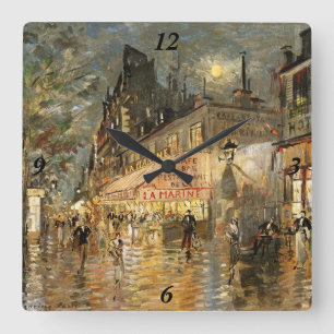 Constantin Korovin: Café-La-Marinesoldat, Paris Quadratische Wanduhr