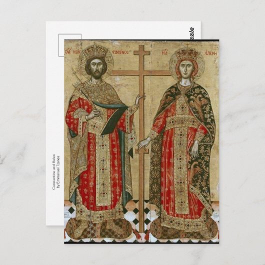 Constantine und Helen von Emmanuel Tzanes Postkarte (Vorne/Hinten)