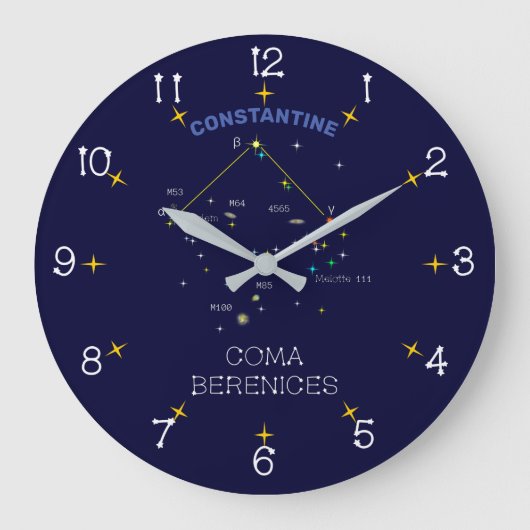 Constellation Coma Berenices Große Wanduhr (Vorderseite)