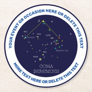 Constellation Coma Berenices Runder Pappuntersetzer
