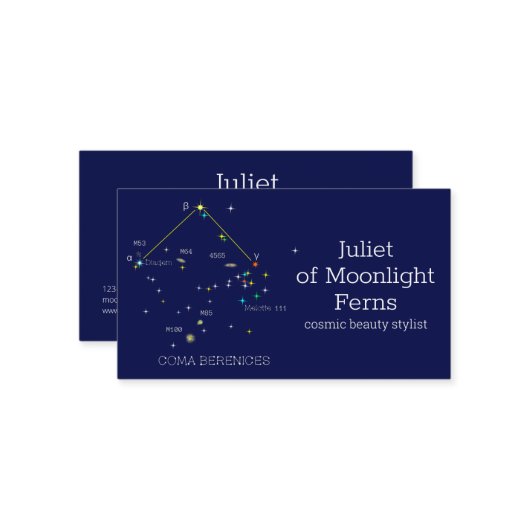 Constellation Coma Berenices Visitenkarte (Vorderseite/Rückseite Beispiel)