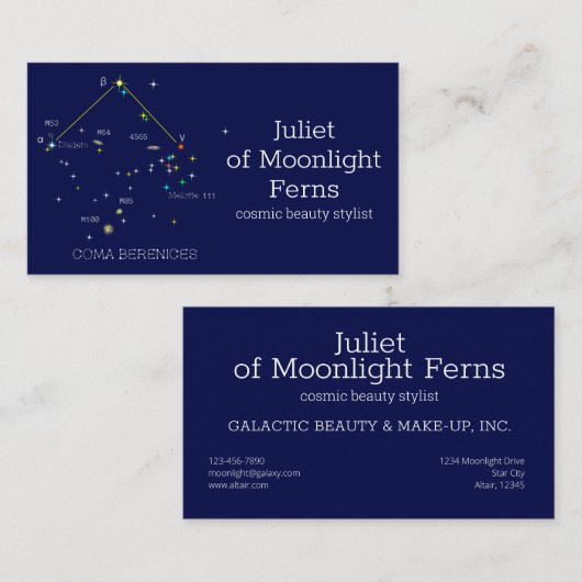 Constellation Coma Berenices Visitenkarte (Vorne/Hinten)