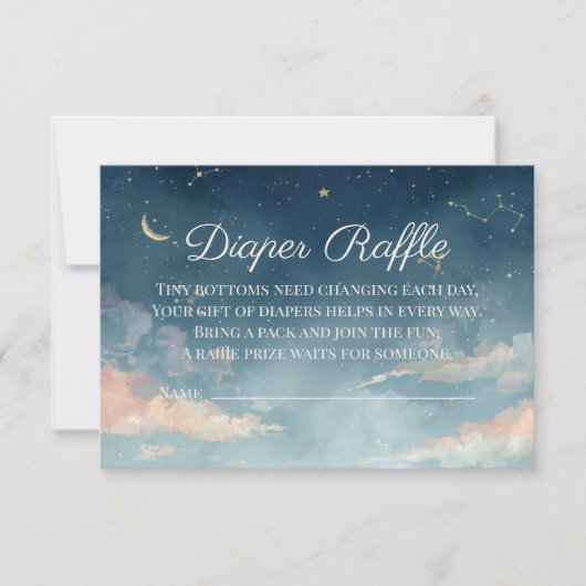 Constellation Diaper Raffle Card | Watercolor Moon Dankeskarte (Vorderseite)