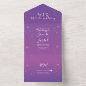 Constellation Gold Lila Ombre Wedding All In One Einladung (Innen Boden)
