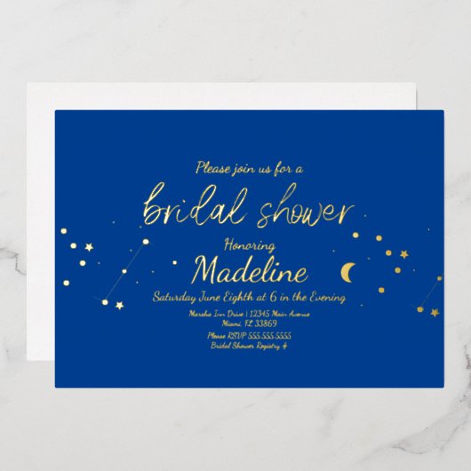 Constellation Gold Wedding Foil gedrängt Einladung (Vorderseite/Rückseite)
