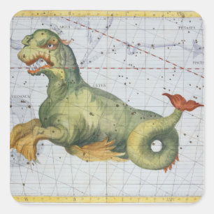 Constellation of Cetus the Whale, from 'Atlas Coel Quadratischer Aufkleber