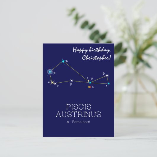 Constellation Piscis Austrinus Postkarte (Stehend Vorderseite)