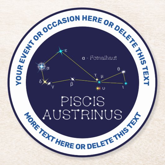 Constellation Piscis Austrinus Runder Pappuntersetzer (Vorderseite)