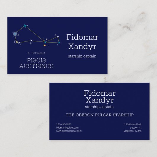 Constellation Piscis Austrinus Visitenkarte (Vorne/Hinten)