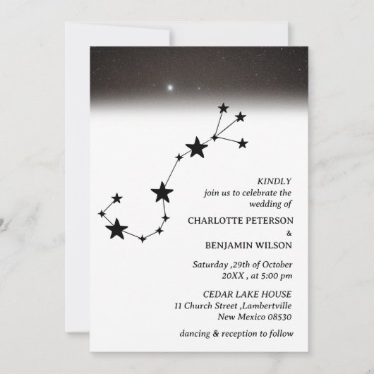 Constellation Starry Night Celestial Wedding Einladung (Vorderseite)