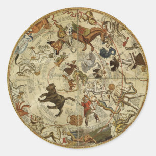 Constellation Stars Northern Sky Vintag Astronomie Runder Aufkleber