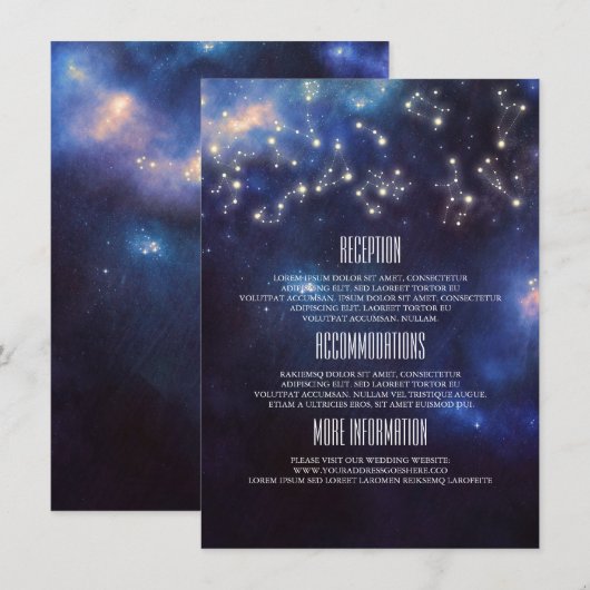 Constellation Wedding Information Guest Begleitkarte (Vorne/Hinten)