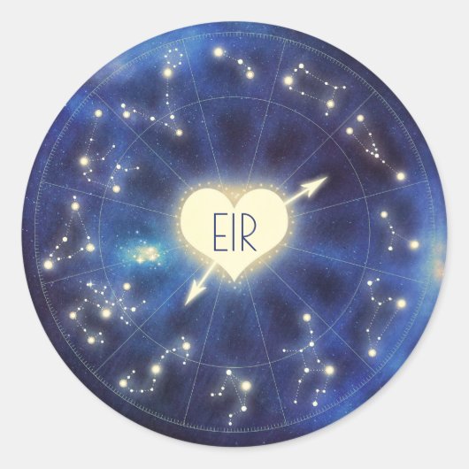 Constellation Zodiac Starry Night Wedding Runder Aufkleber (Vorderseite)