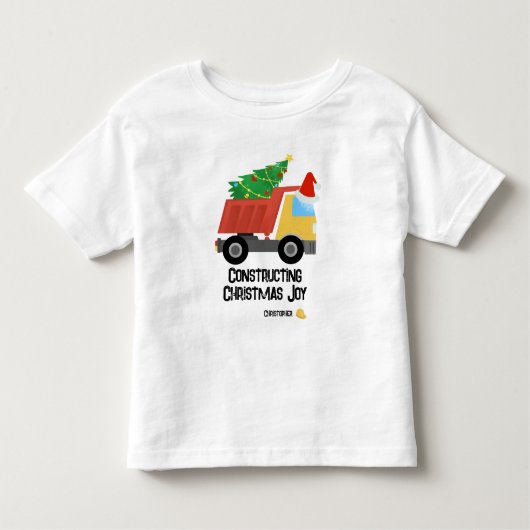 Constructing Christmas Joy Construction Dump Truck Kleinkind T-shirt (Vorderseite)