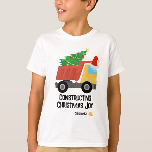 Constructing Christmas Joy Construction Dump Truck T-Shirt (Vorderseite)