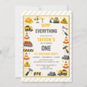 Construction 1. Geburtstag | Baulastwagen-Party  Einladung (Vorderseite)