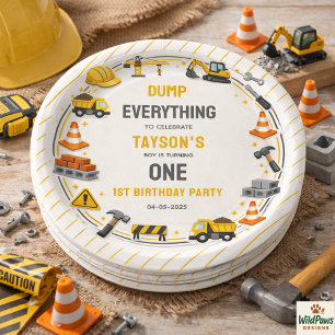 Construction 1. Geburtstag Baulastwagen-Party Pappteller