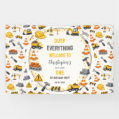 Construction 1ST Birthday | Builder Truck Party Banner (Horizontal)