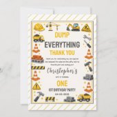 Construction 1ST Birthday | Builder Truck Party  Dankeskarte (Vorderseite)