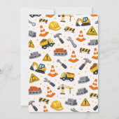 Construction 1ST Birthday | Builder Truck Party  Einladung (Rückseite)