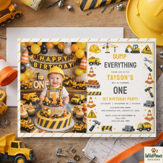 Construction 1ST Birthday | Builder Truck Party  Einladung