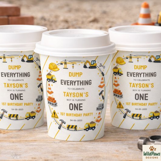 Construction 1ST Birthday | Builder Truck Party Pappbecher