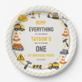 Construction 1ST Birthday | Builder Truck Party Pappteller (Vorderseite)