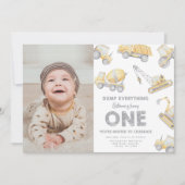 Construction 1st Birthday Party Einladung (Vorderseite)