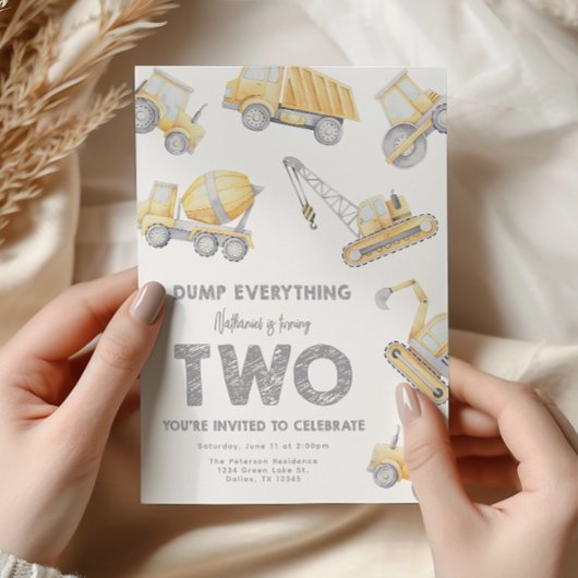 Construction 2nd Birthday Party Einladung