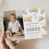 Construction 3rd THREE Birthday Party Einladung