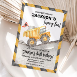 Construction 4th Birthday Invitation, Dump Truck Einladung