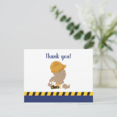 Construction Baby Boy Baby Dusche Vielen Dank für Dankeskarte (Stehend Vorderseite)