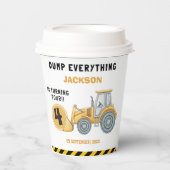 Construction Birthday 4th | Dump Truck Party Pappbecher (Vorderseite)