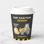 Construction Birthday 4th | Dump Truck Party Pappbecher (Rückseite)